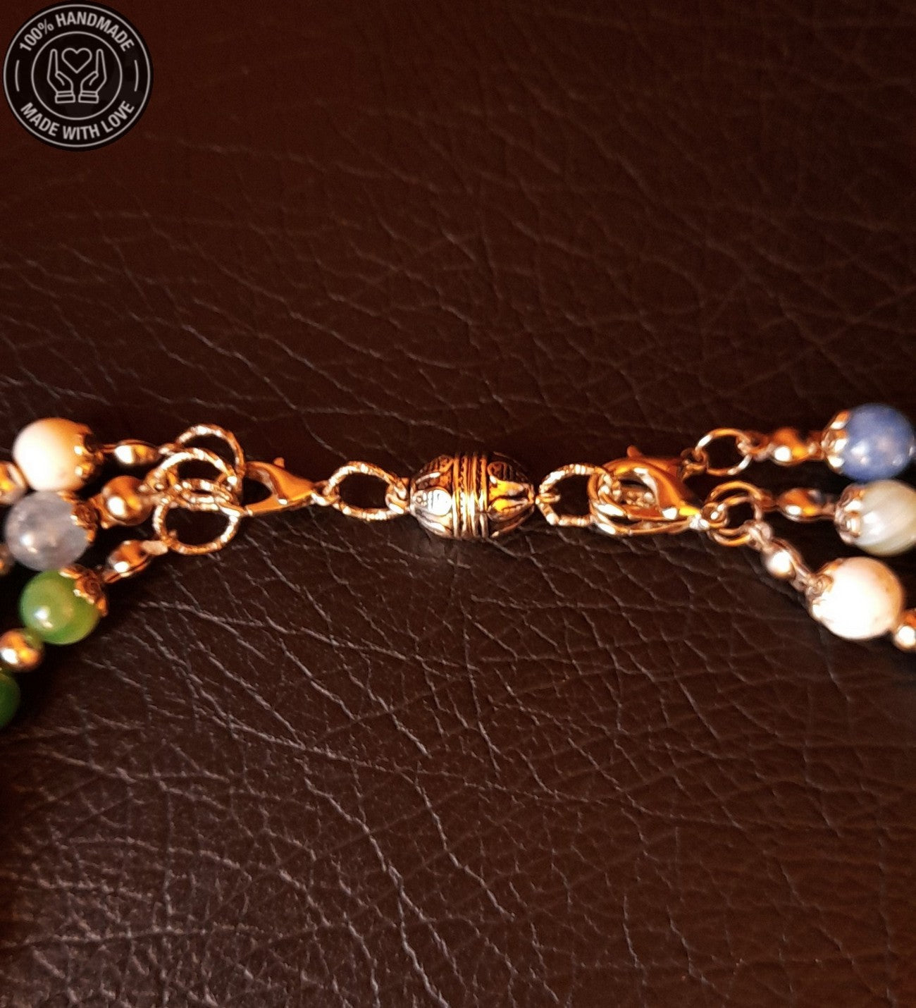 Havlit Kuvars Akik 3 Sıralı Ayrılabilen Stres Azaltma Ve Nazar Koruması Premium Kolye