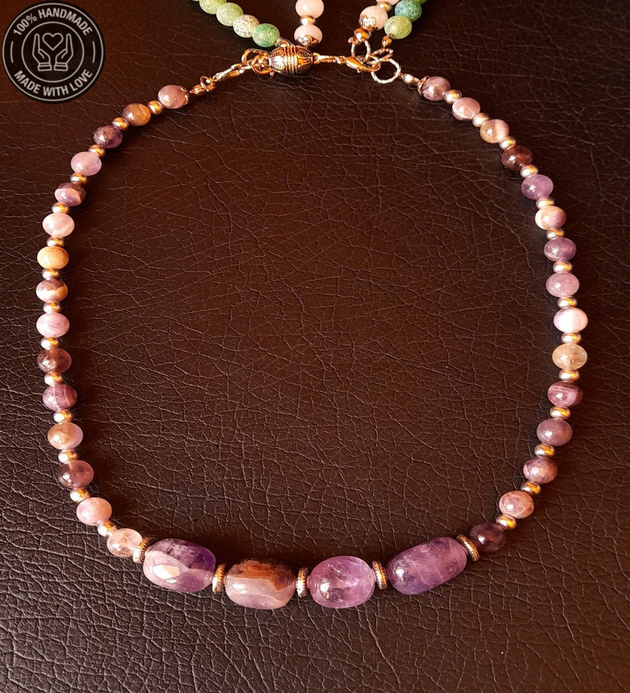 Ametist Kuvars Akik 3 Sıralı Ayrılabilen Negatif Enerji Kalkanı Nazar Koruması Premium Kolye