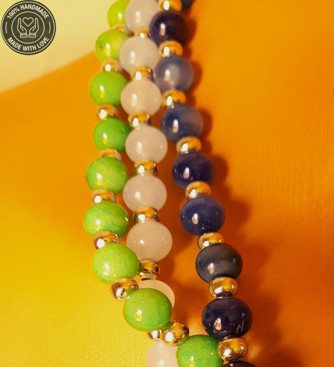 Kuvars Akik Ceyt Ayrılabilen Üç Sıralı Şifa Denge Ve Nazardan Kornma Kolyesi