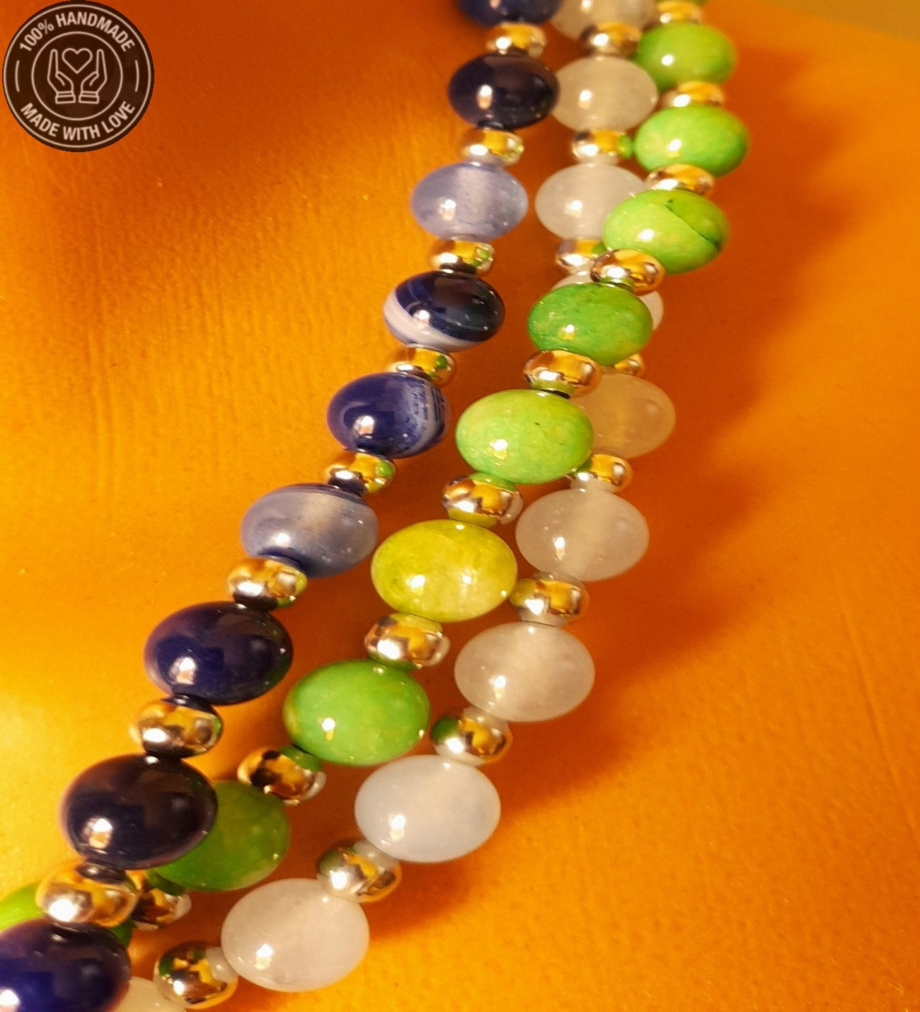 Kuvars Akik Ceyt Ayrılabilen Üç Sıralı Şifa Denge Ve Nazardan Kornma Kolyesi