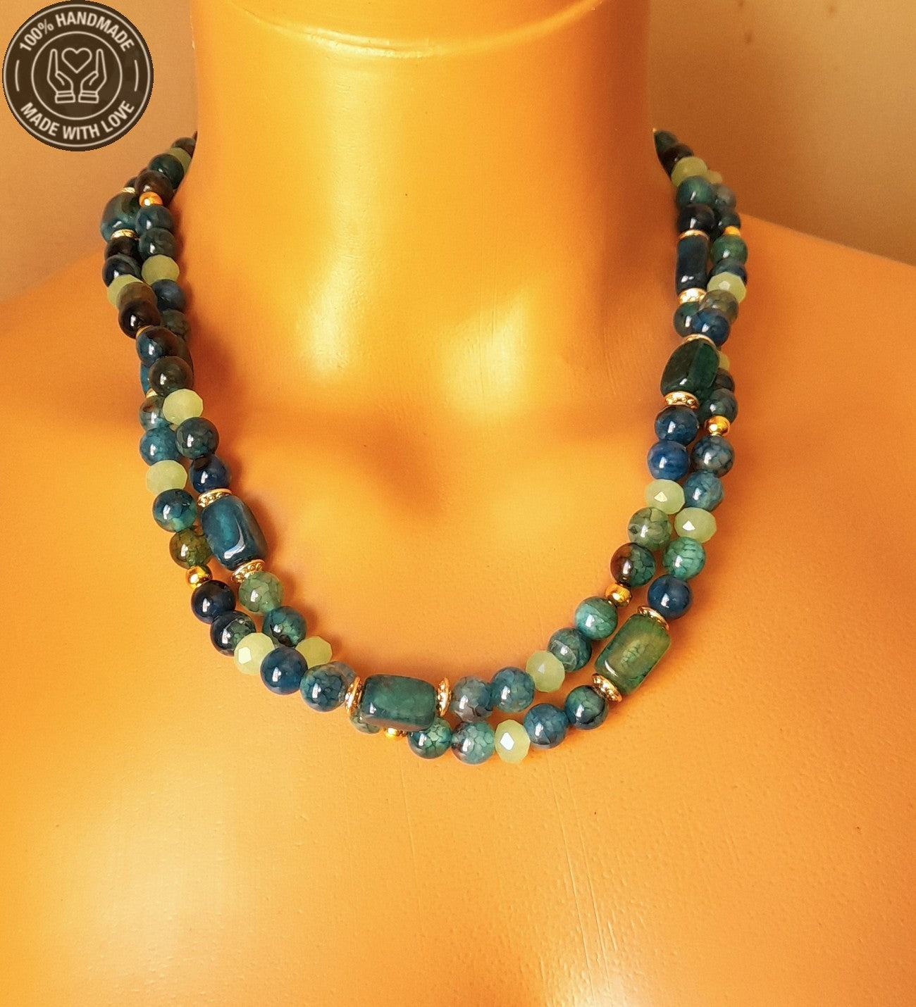 Akik 2 Sıralı Negatif Enerji Kalkanı Nazar Koruması Özel Seri Kolye