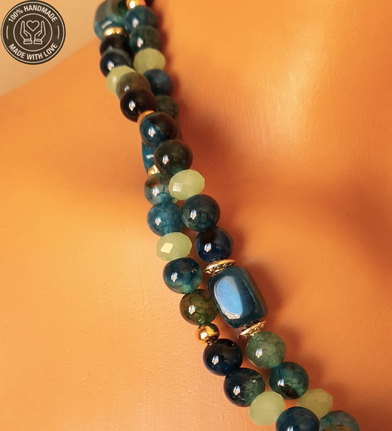 Akik 2 Sıralı Negatif Enerji Kalkanı Nazar Koruması Özel Seri Kolye