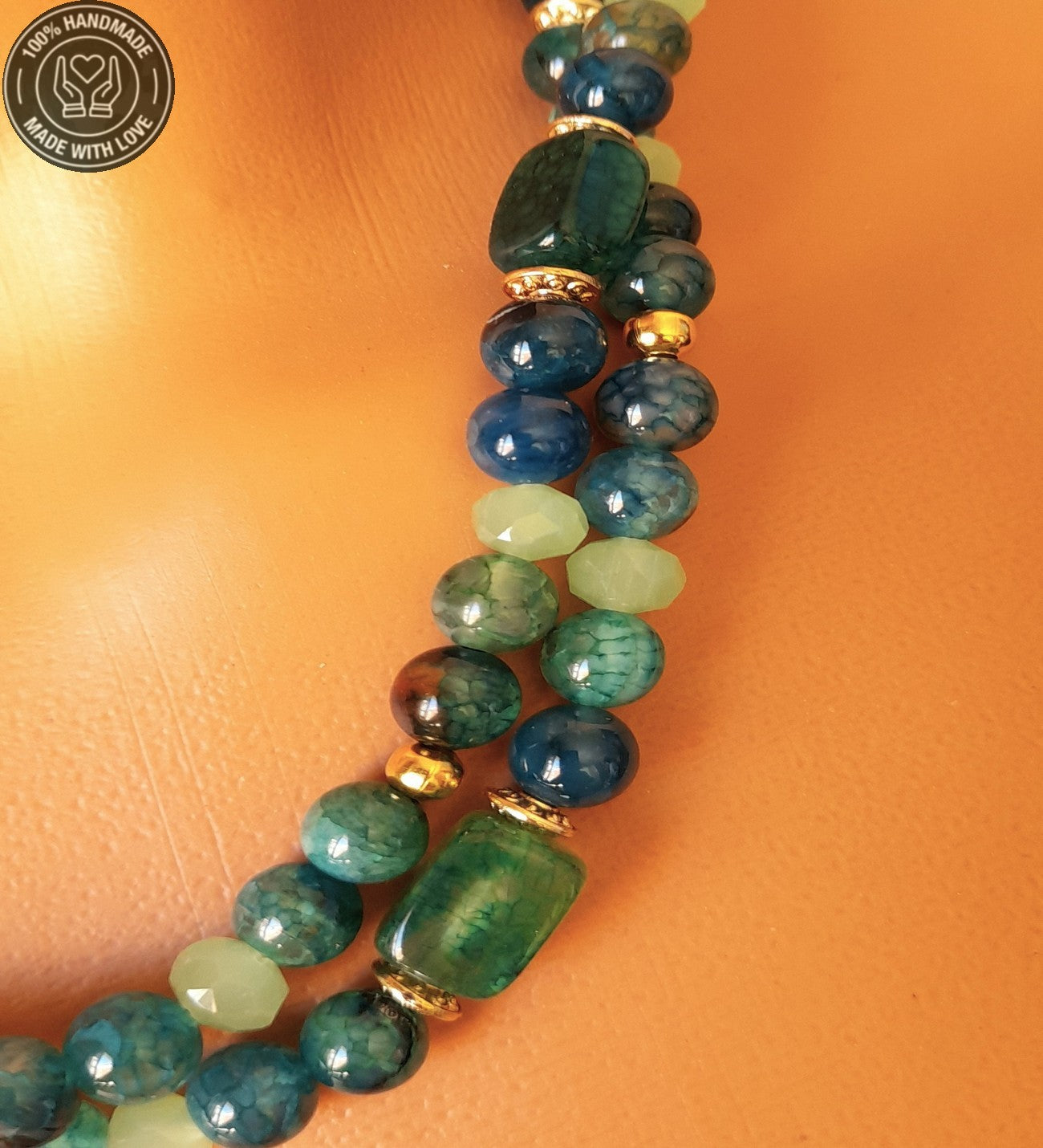 Akik 2 Sıralı Negatif Enerji Kalkanı Nazar Koruması Özel Seri Kolye