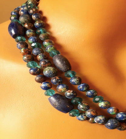 Lapis Jasper 3 Sıralı Ayrılabilen Topraklama Güç Ve Cesaret Kolyesi