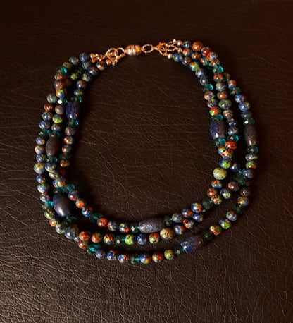 Lapis Jasper 3 Sıralı Ayrılabilen Topraklama Güç Ve Cesaret Kolyesi