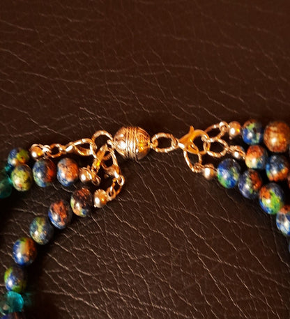 Lapis Jasper 3 Sıralı Ayrılabilen Topraklama Güç Ve Cesaret Kolyesi