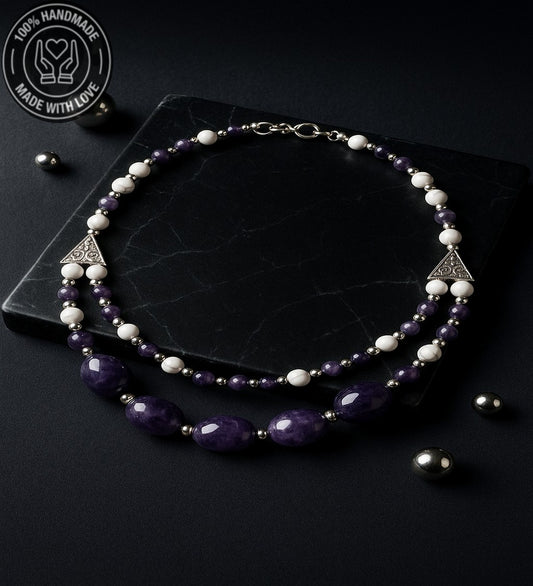 Premium Serisi Havlit Ametist Stres Azaltma Negatif Enerji Kalkanı Ve Hafıza Kuvvetlendirme Kolyesi