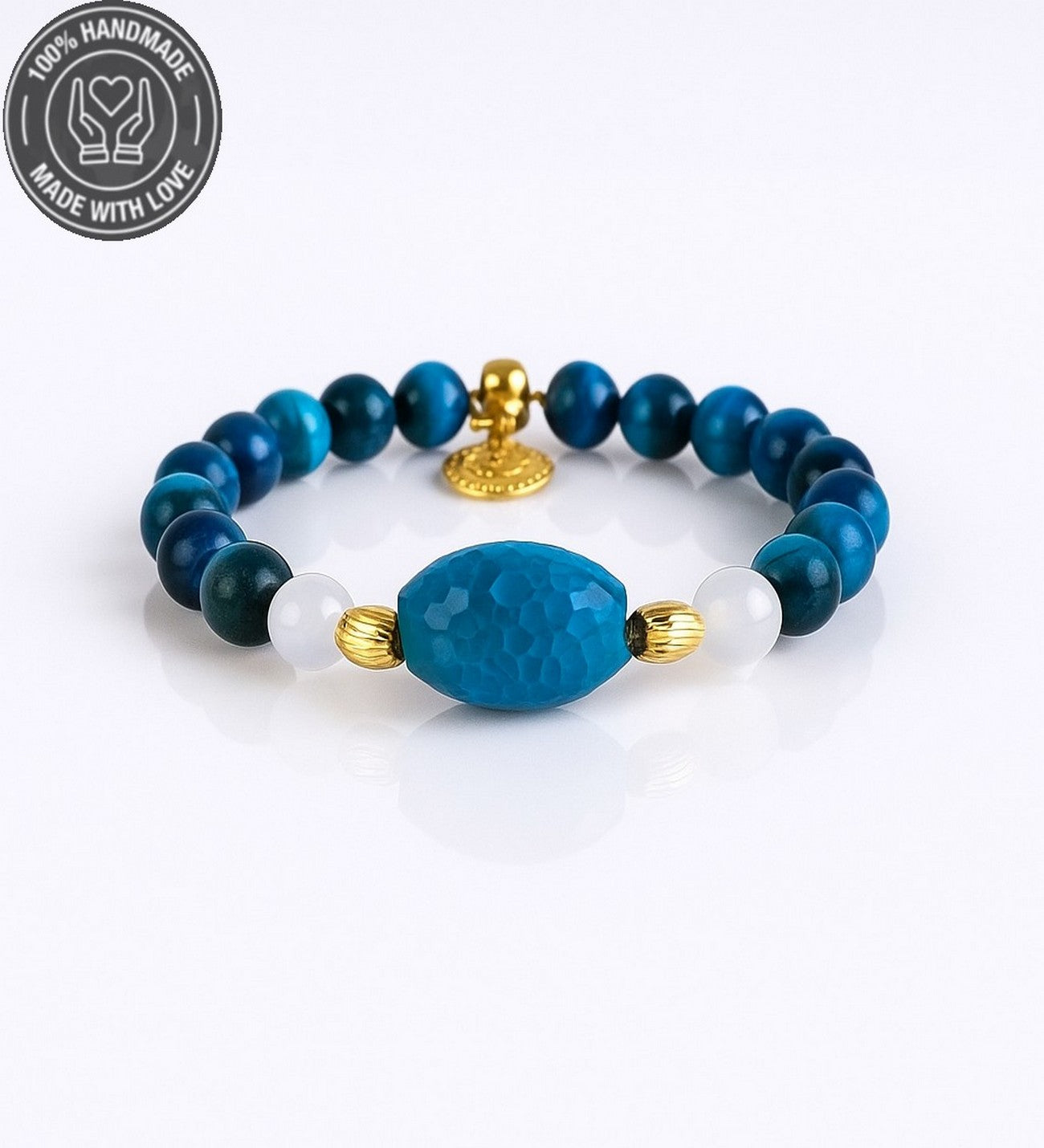 Mavi Kaplan Gözü Dumanlı Kuvars Nazara Ve Strese Karşı Etkili Bileklik