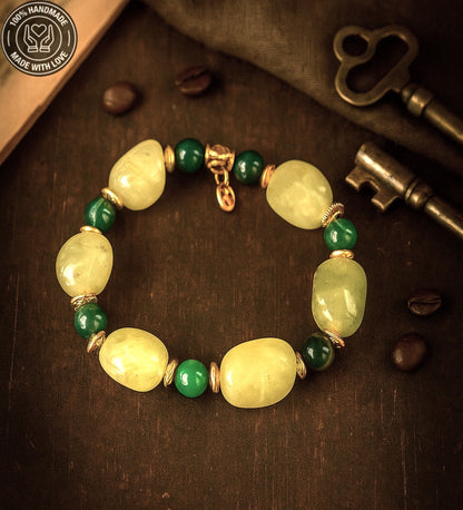 Yeşil Kuvars Akik Bolluk, Şans Ve Nazar Koruması Için Bileklik