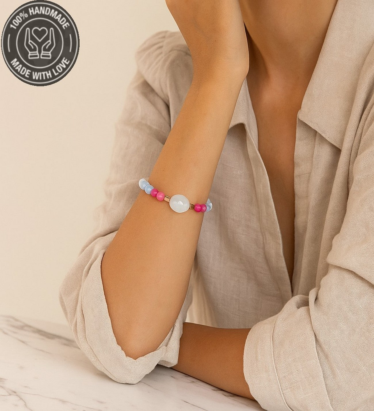 Dumanlı Kuvars Pembe Kuvars Stres Ve Negatif Enerji Karşıtı Bileklik