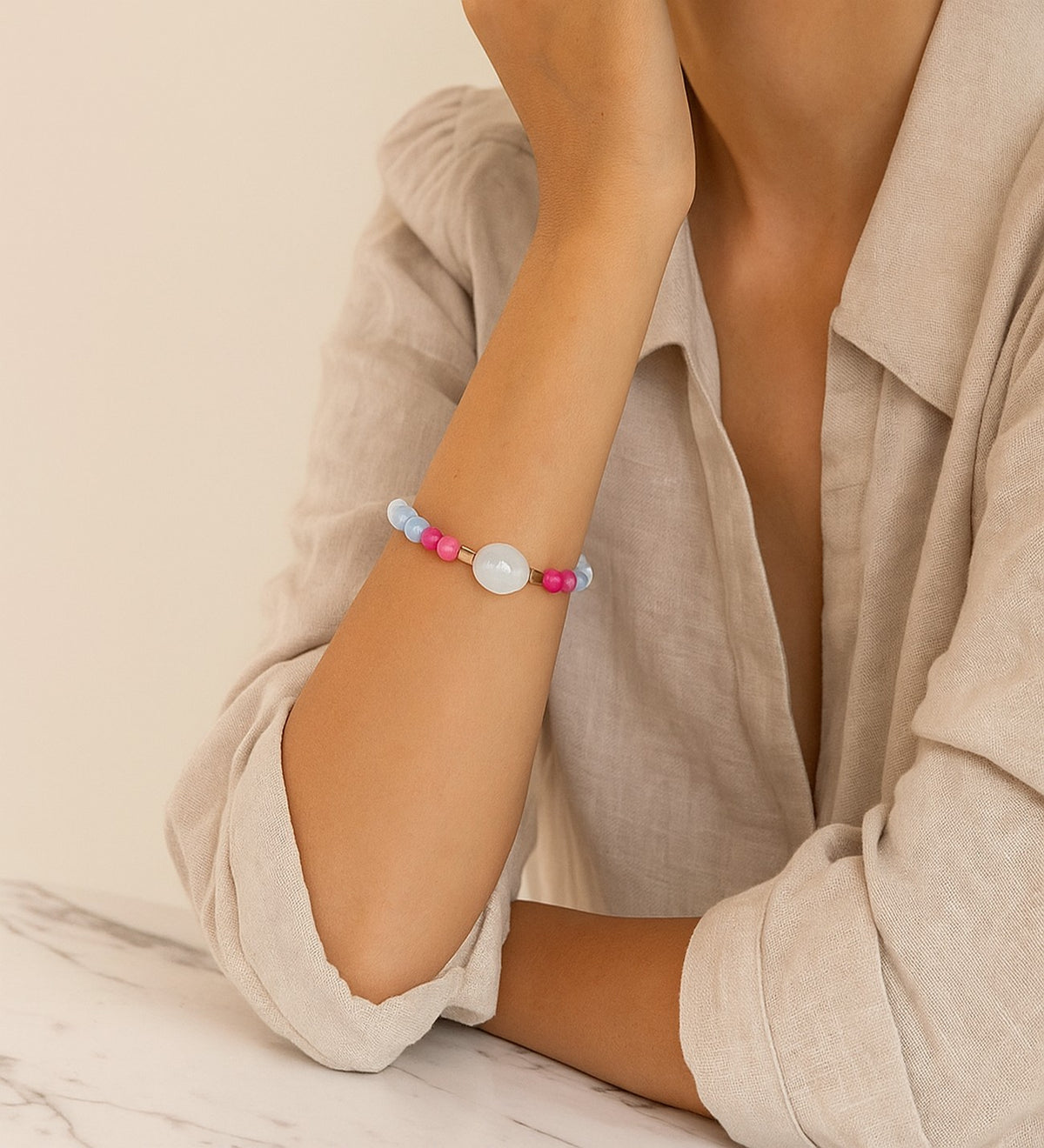 Smoky Quartz Rose Quartz Anti-Stress and Negative Energy Bracelet