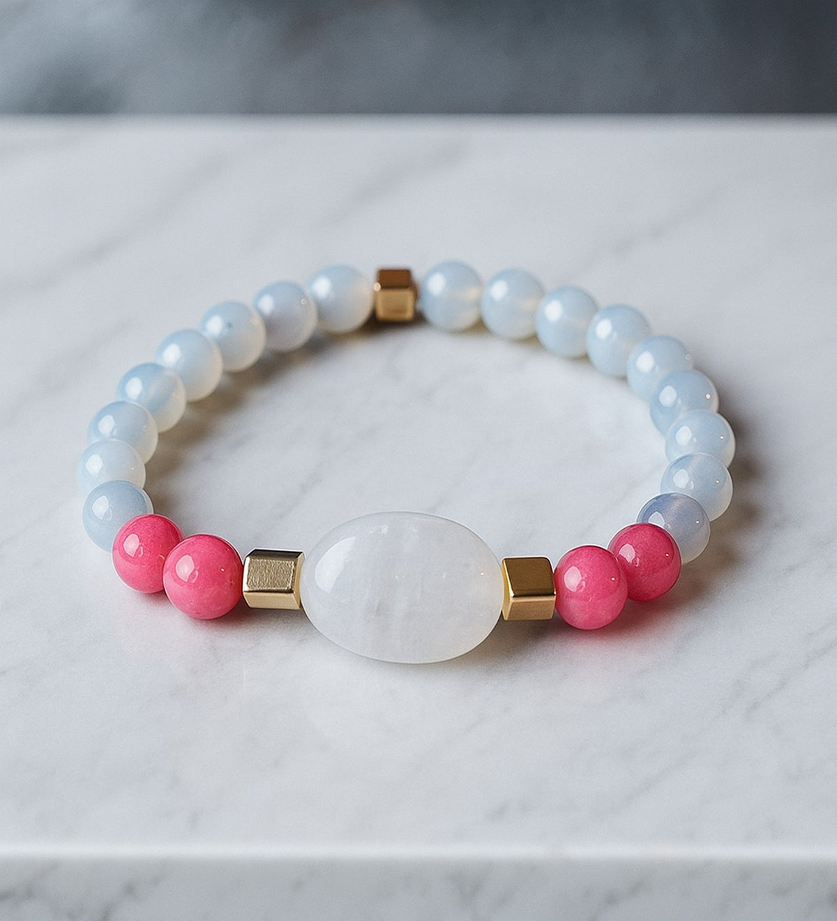 Smoky Quartz Rose Quartz Anti-Stress and Negative Energy Bracelet