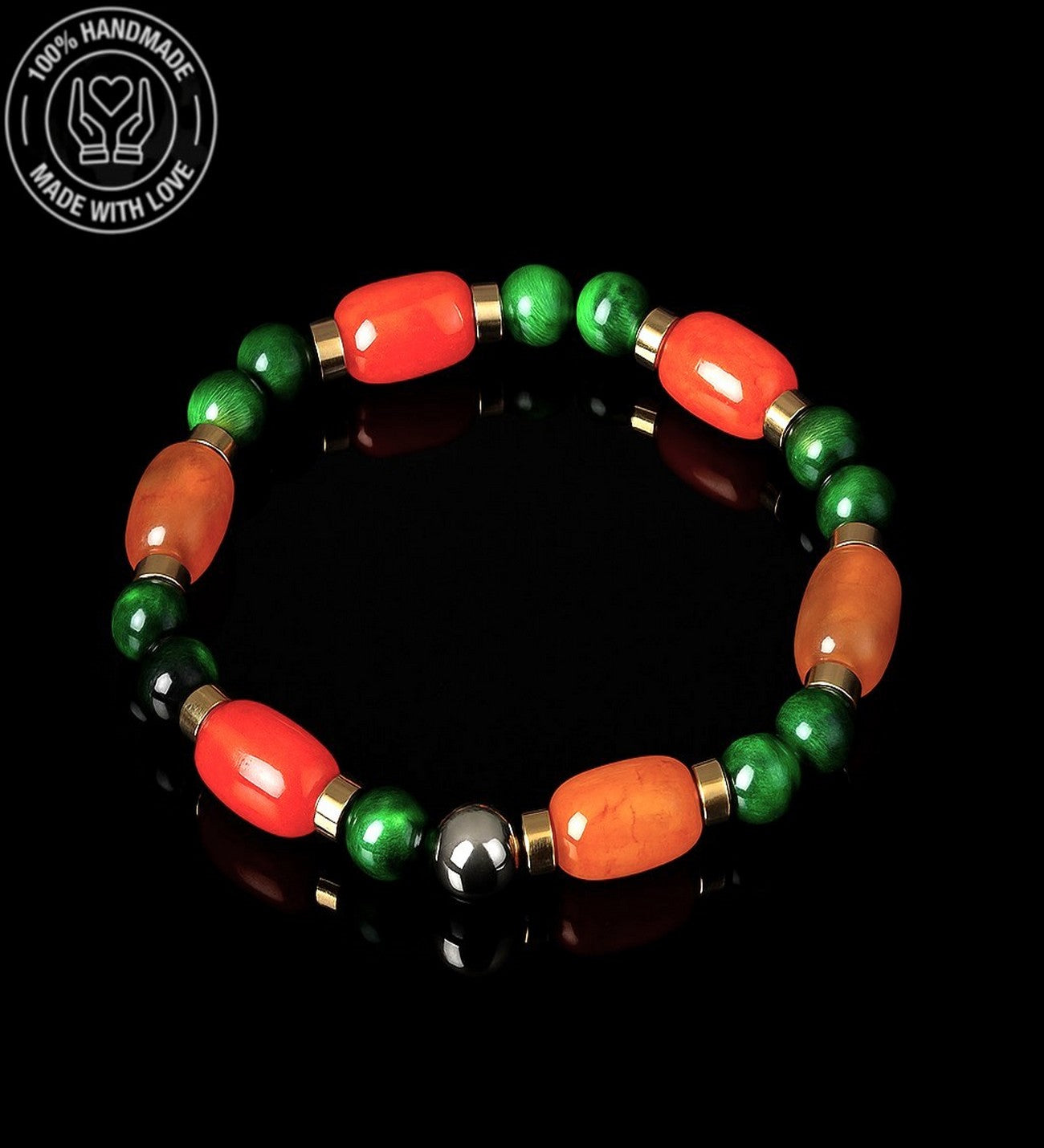 Turuncu Akik Yeşil Kaplan Gözü Nazara Karşı Etkili Şans Ve Şifa Için Bileklik