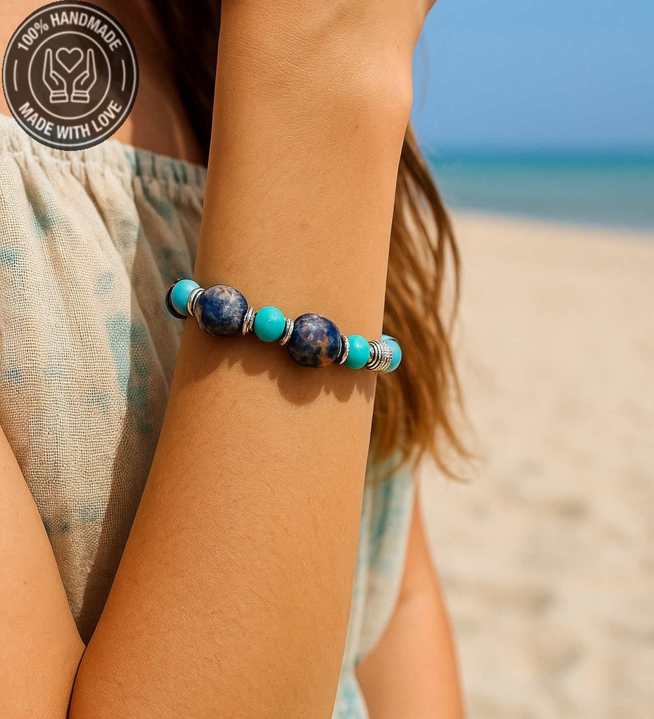 Turkuaz Sodalit Negatif Enerji Kalkanı Bileklik