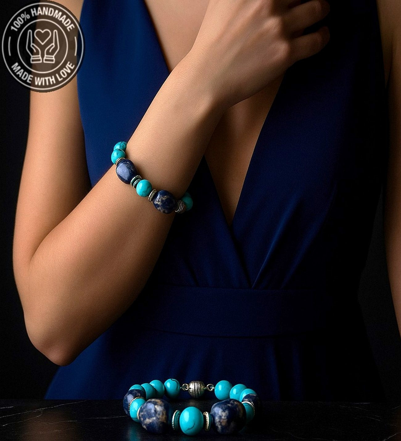 Turkuaz Sodalit Negatif Enerji Kalkanı Bileklik