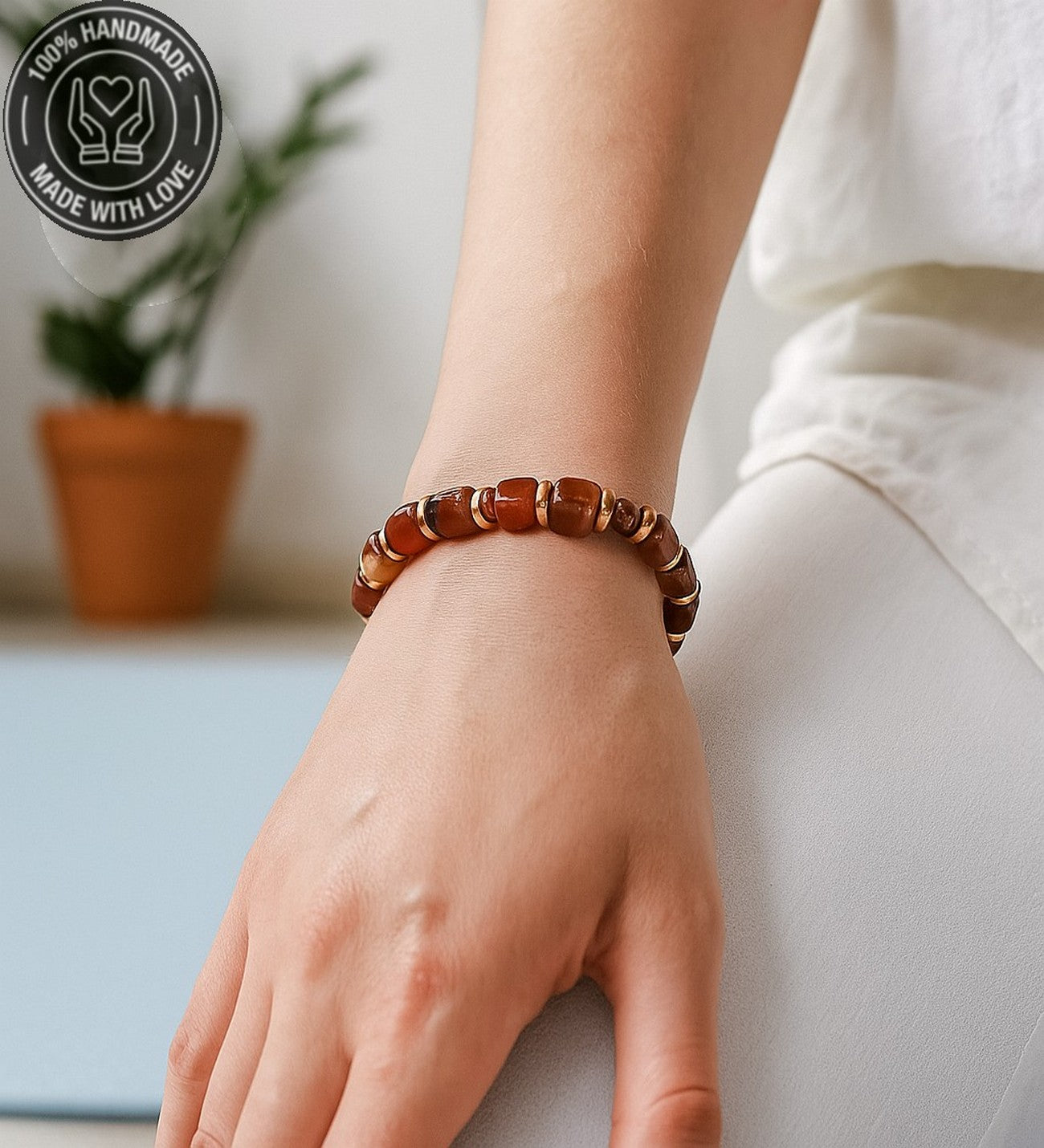 Akik Hematit Elastik Bileklik