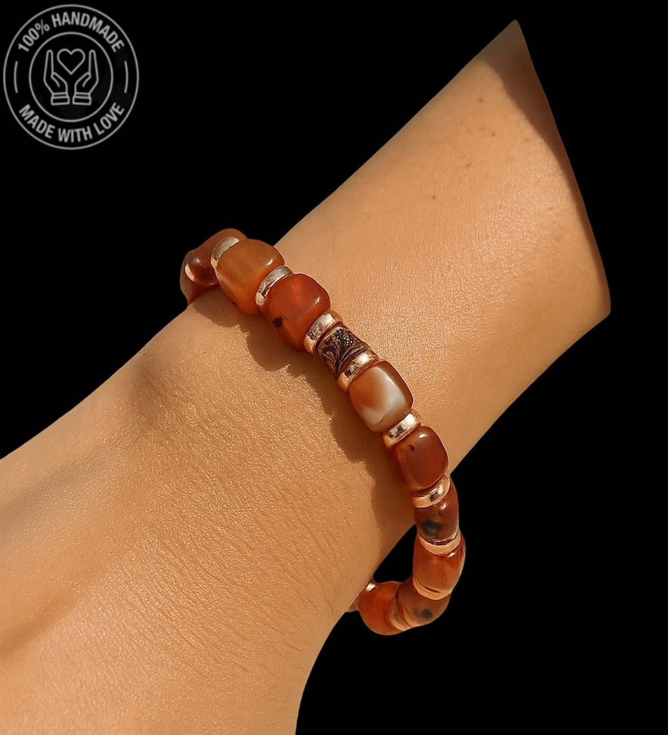 Akik Hematit Elastik Bileklik