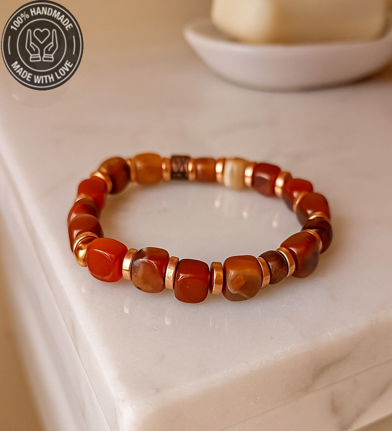 Akik Hematit Elastik Bileklik