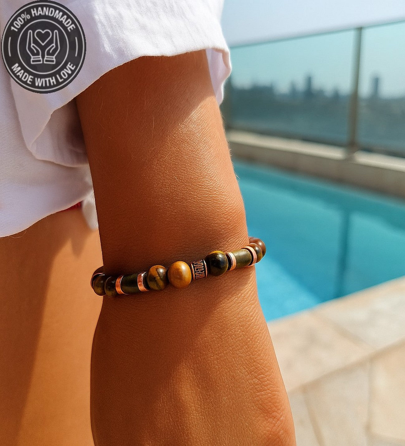 Kaplan Gözü Ceyt Hematit Cesaret, Denge Ve Nazardan Koruma Bilekliği