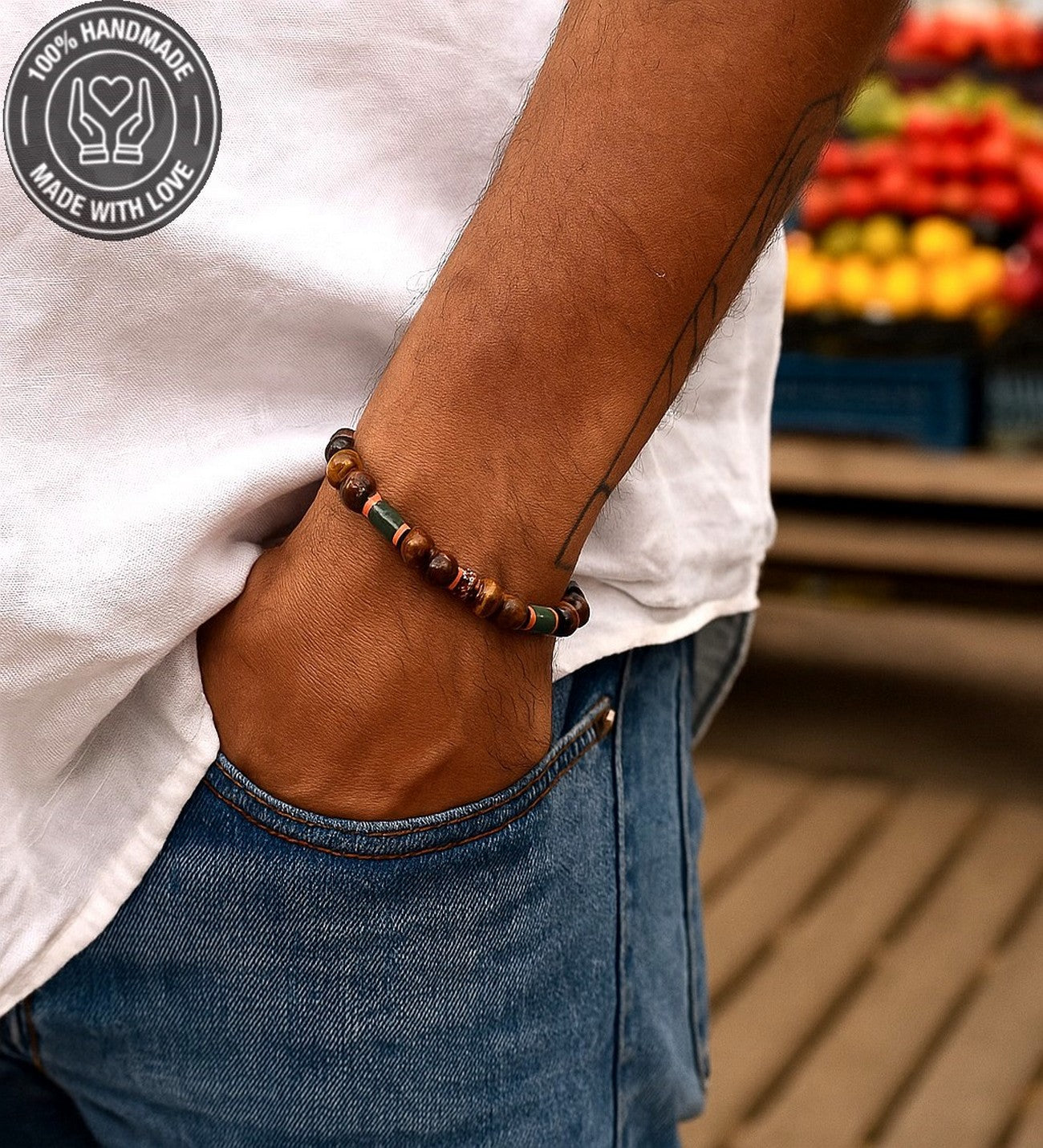 Kaplan Gözü Ceyt Hematit Cesaret, Denge Ve Nazardan Koruma Bilekliği