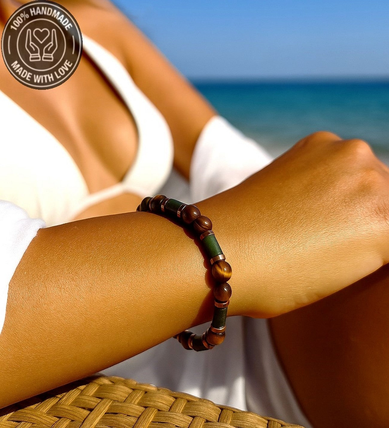 Kaplan Gözü Ceyt Hematit Cesaret, Denge Ve Nazardan Koruma Bilekliği