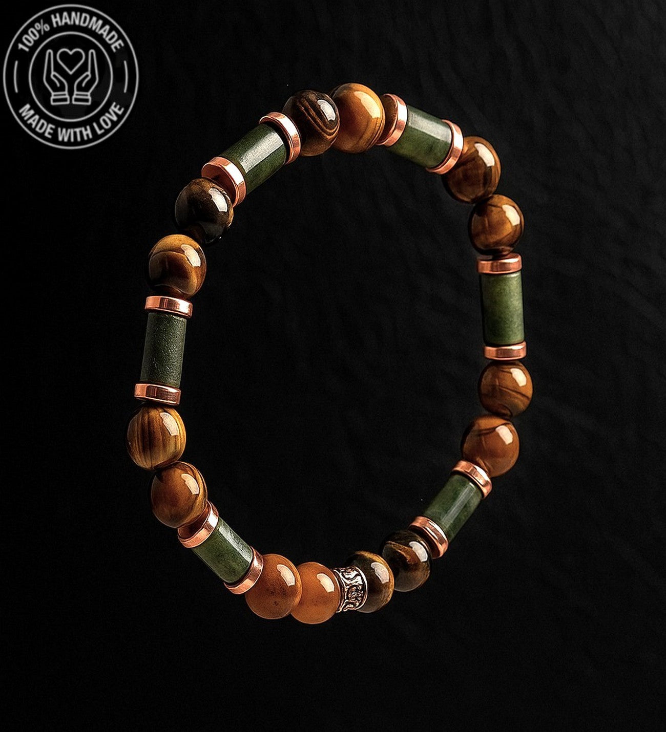 Kaplan Gözü Ceyt Hematit Cesaret, Denge Ve Nazardan Koruma Bilekliği