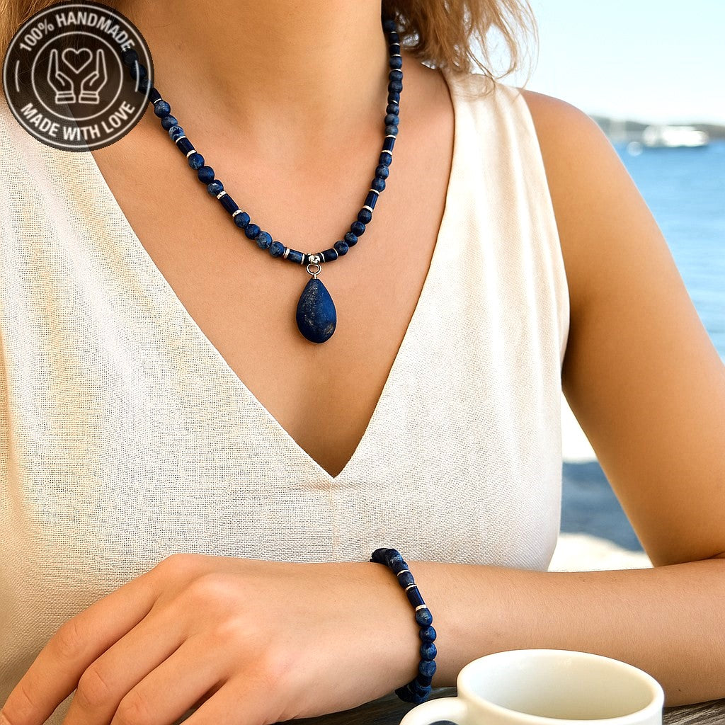 Sodalit Hematit Güç, Kararlılık Ve Özgüven Kolye Bileklik Seti