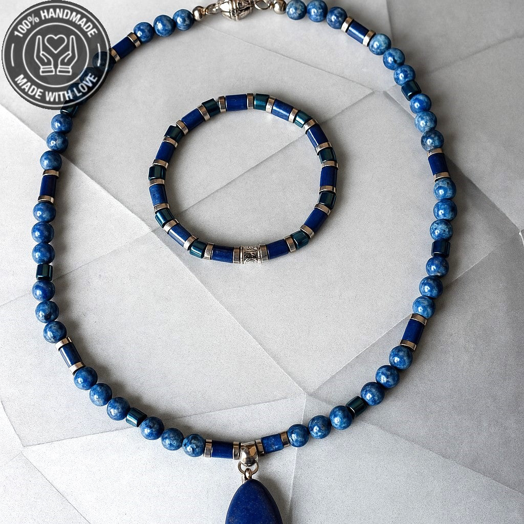 Sodalit Hematit Güç, Kararlılık Ve Özgüven Kolye Bileklik Seti