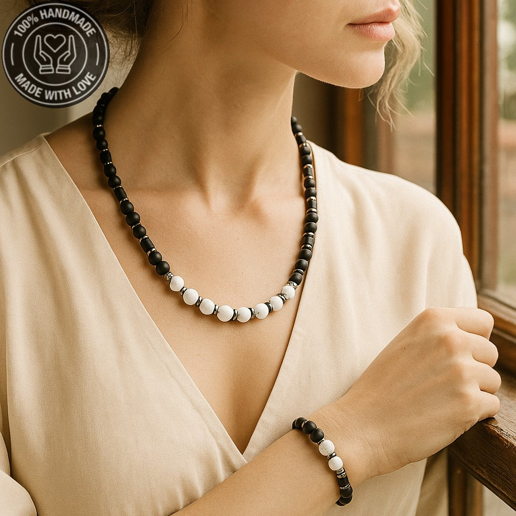 Oniks Havlit Nazardan Korunma Ve Huzur Kolye Bileklik Seti