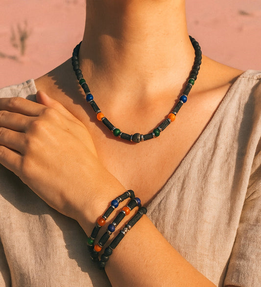 Lava Stone Agate Multi Necklace and Bracelet Set for Your Every Meaningful Moment