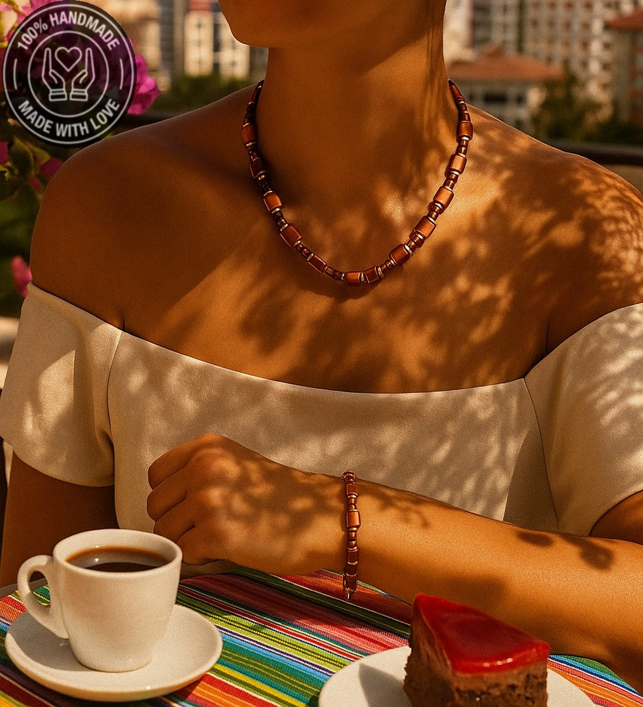 Hematit Kaplan Gözü Özgüven , Güç Ve Cesaret Kolye Bileklik Seti