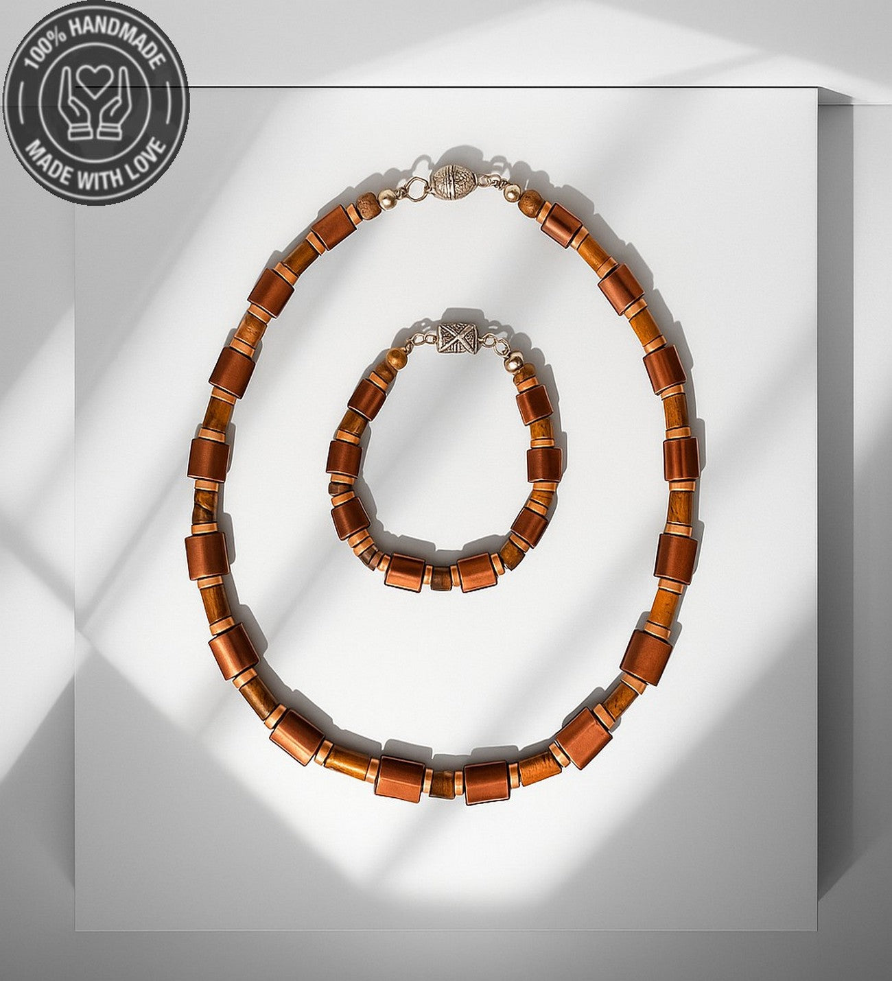 Hematit Kaplan Gözü Özgüven , Güç Ve Cesaret Kolye Bileklik Seti