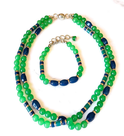 Aventurin Lapis Jasper 2 Sıralı Şans , Bolluk Ve Huzur Kolye Ve Bileklik Seti