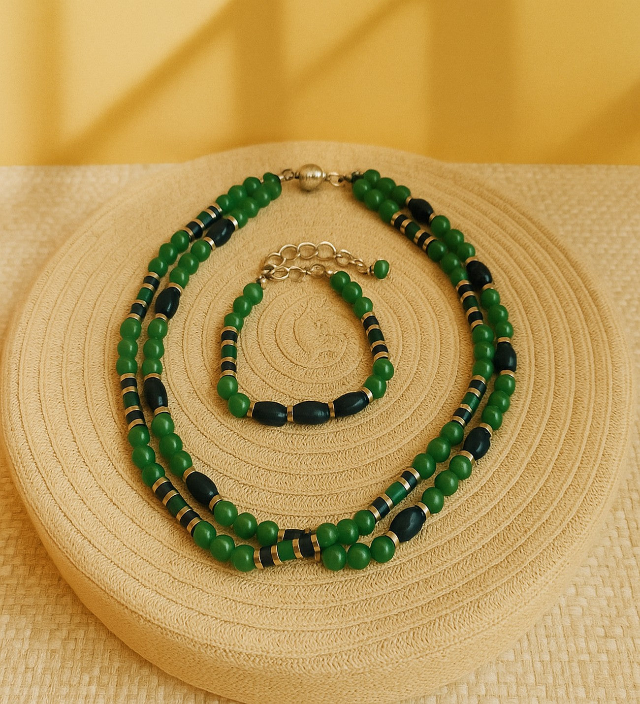 Aventurin Lapis Jasper 2 Sıralı Şans , Bolluk Ve Huzur Kolye Ve Bileklik Seti