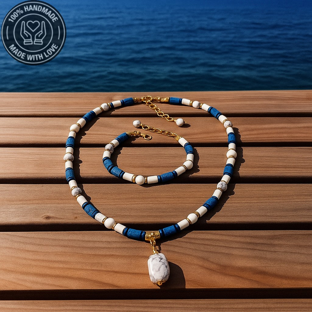 Lav Taşı Havlit Güç, Cesaret Ve İletişim Kolye Bileklik Seti