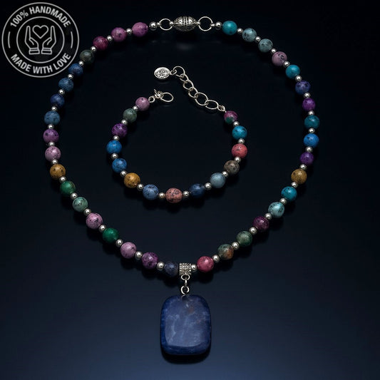 Jasper Çok Renkli Denge, Huzur Ve Enerji Kolye Bileklik Seti