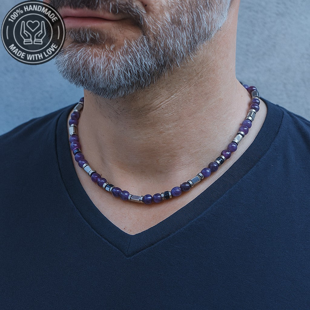 Ametist Hematit Güç ,negatif Enerjilerden Arınma Ve Huzur Kolyesi