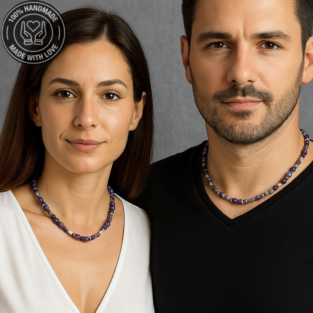 Ametist Hematit Güç ,negatif Enerjilerden Arınma Ve Huzur Kolyesi