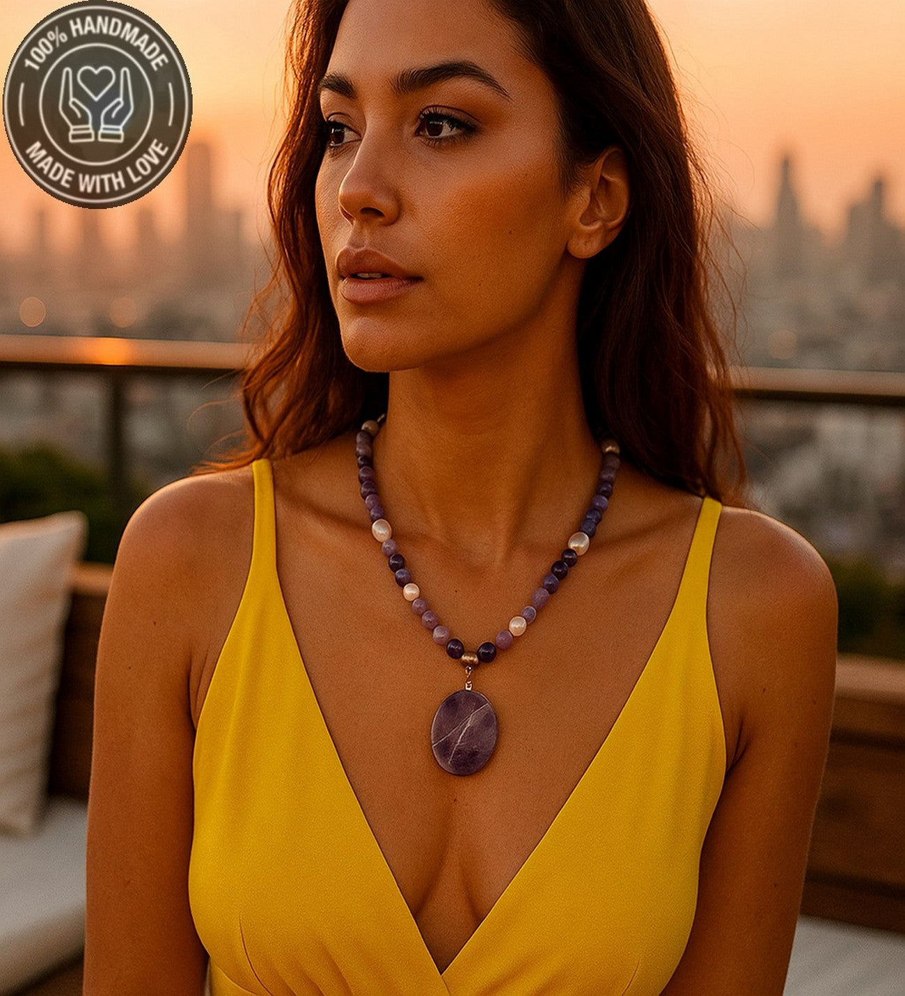 Elit Serisi Ametist Inci Ruhsal Arınma Depresyon Azaltma Ve Iç Huzur Kolyesi