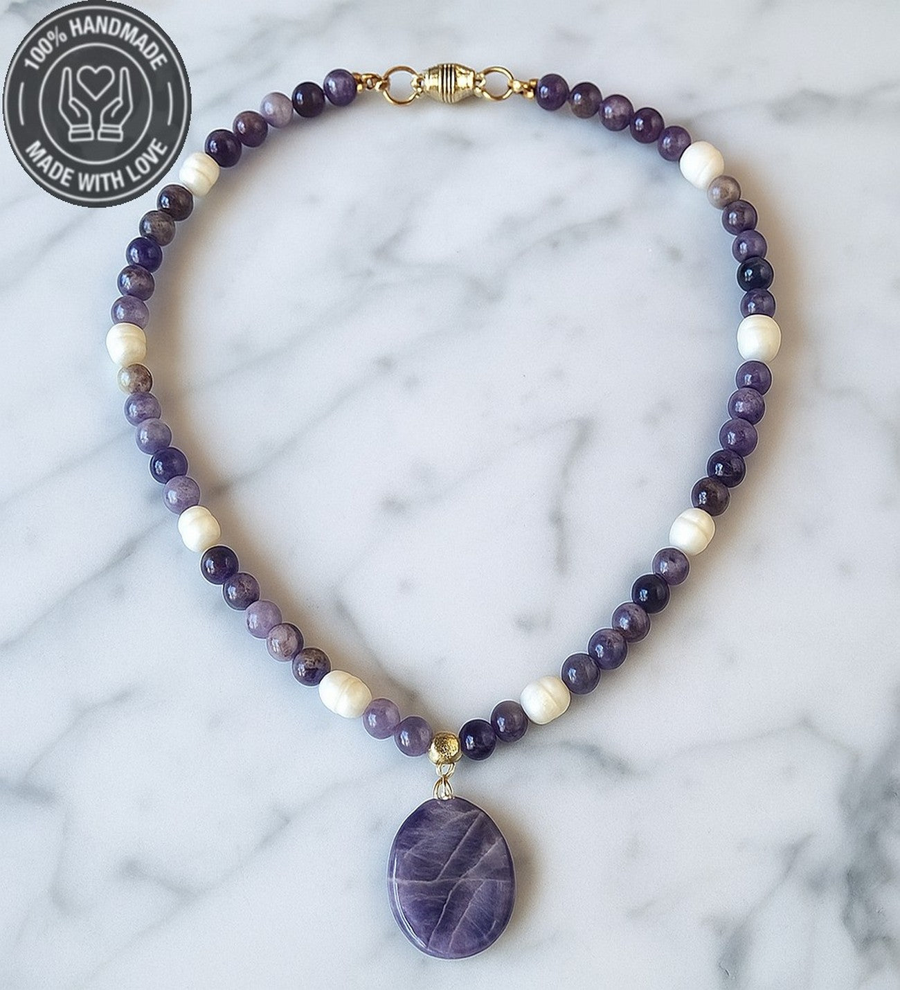 Elit Serisi Ametist Inci Ruhsal Arınma Depresyon Azaltma Ve Iç Huzur Kolyesi