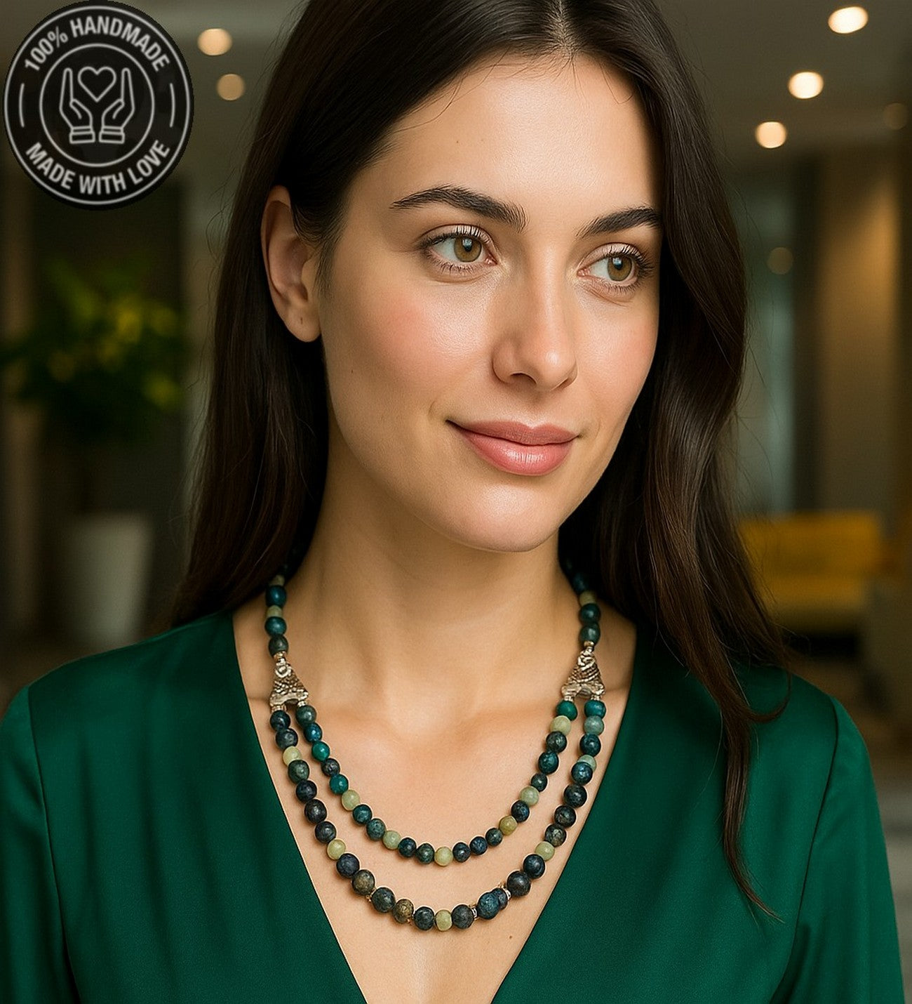 İki Sıralı Jasper Şifa Ve Nazardan Korunma Kolyesi