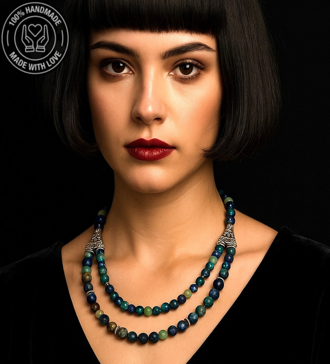 İki Sıralı Jasper Şifa Ve Nazardan Korunma Kolyesi