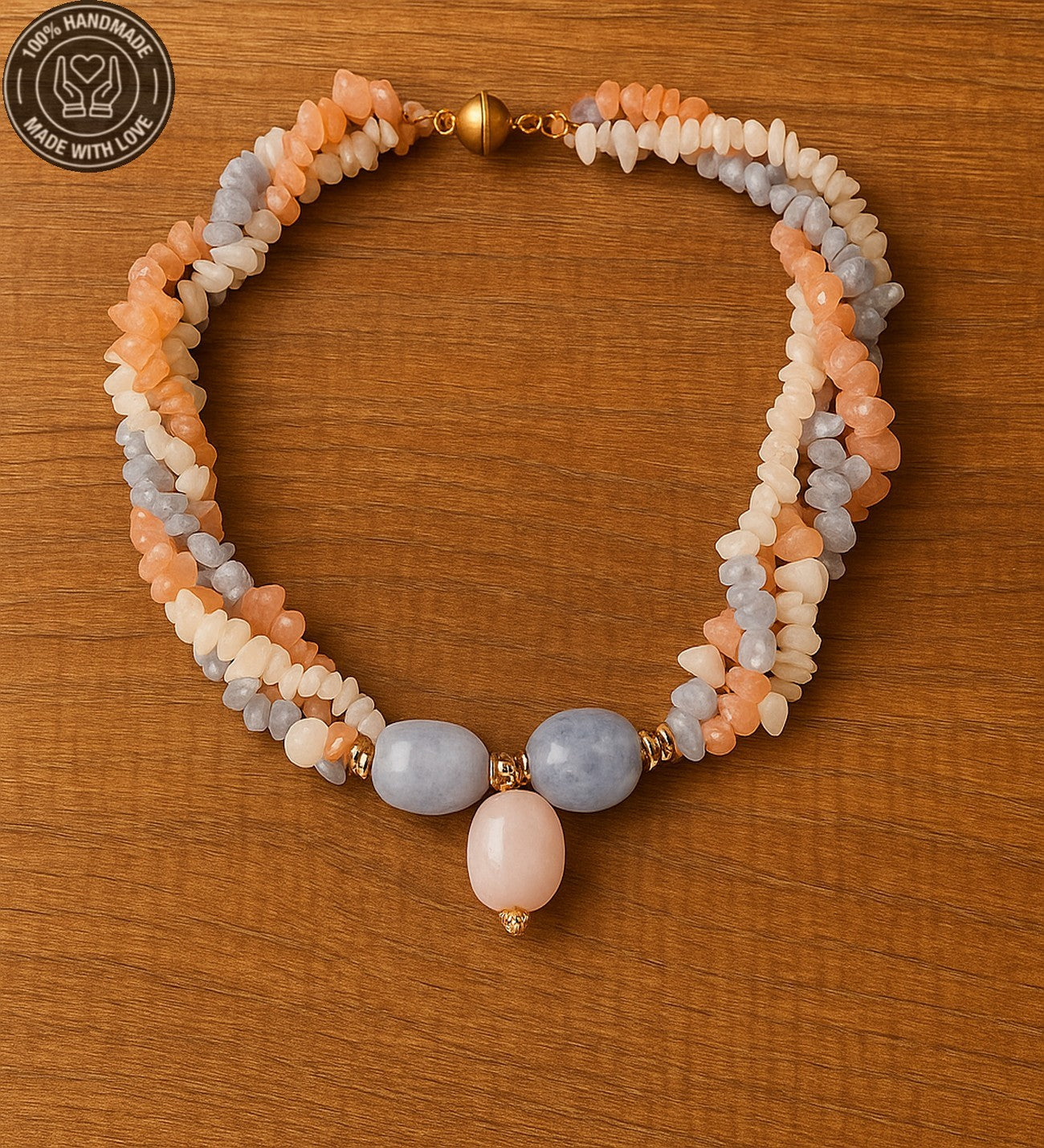 3 Sıralı Akik Kuvars Stres Azaltma Duygusal Denge Ve Pozitif Enerji Kolyesi