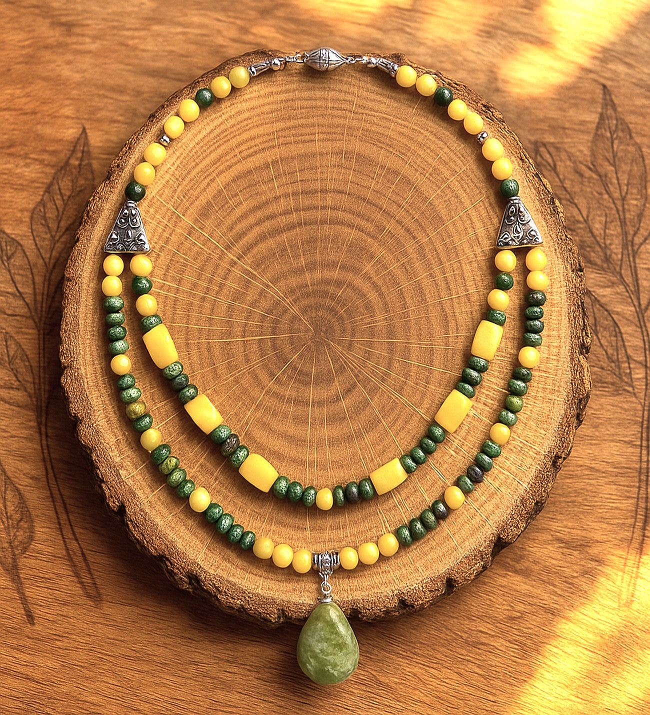 Peridot Jasper Stres Kalkanı Denge Kolyesi