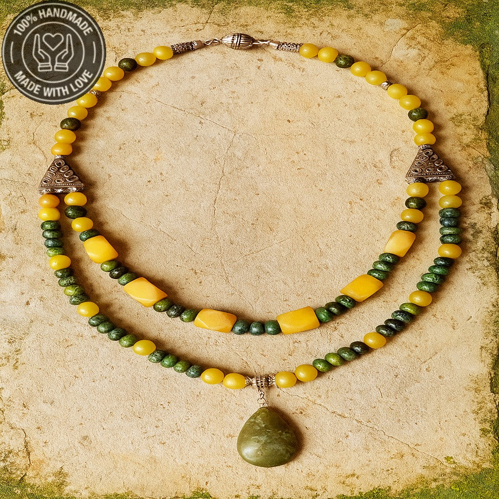 Peridot Jasper Stres Kalkanı Denge Kolyesi