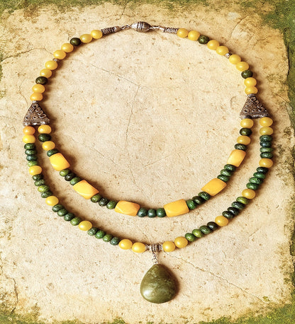 Peridot Jasper Stres Kalkanı Denge Kolyesi