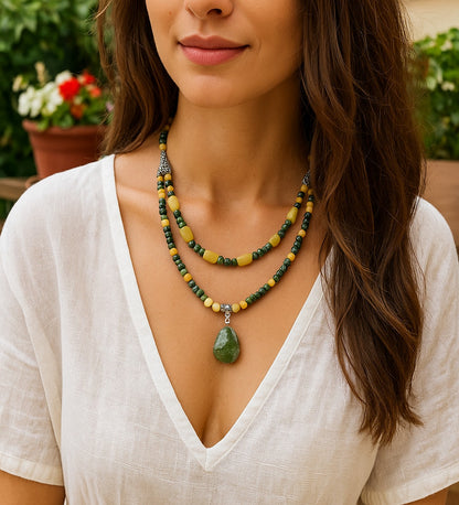 Peridot Jasper Stres Kalkanı Denge Kolyesi