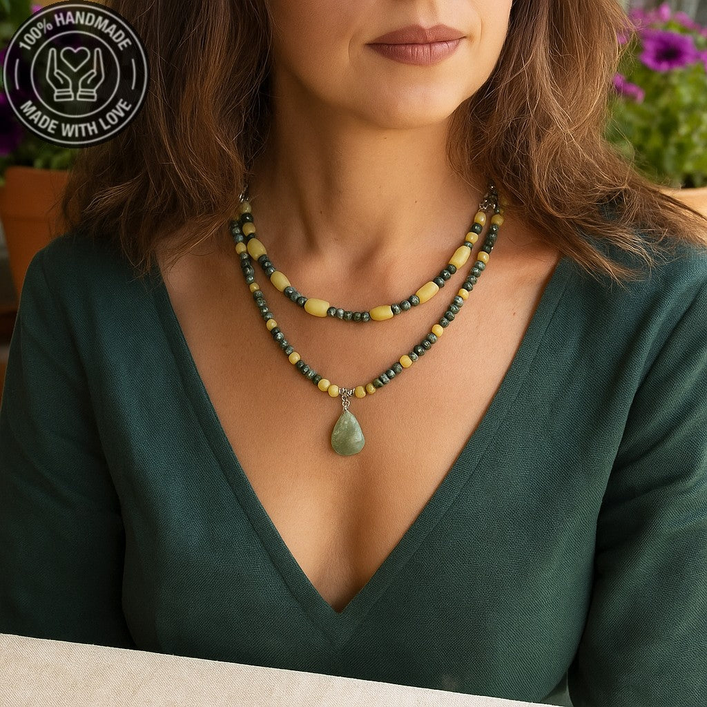 Peridot Jasper Stres Kalkanı Denge Kolyesi