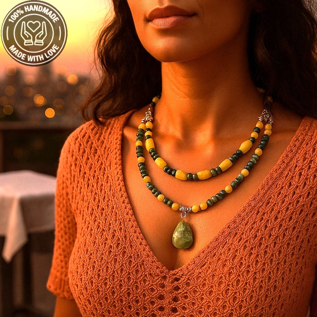 Peridot Jasper Stres Kalkanı Denge Kolyesi