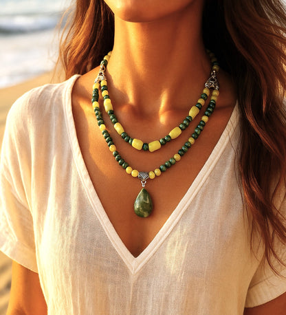 Peridot Jasper Stres Kalkanı Denge Kolyesi